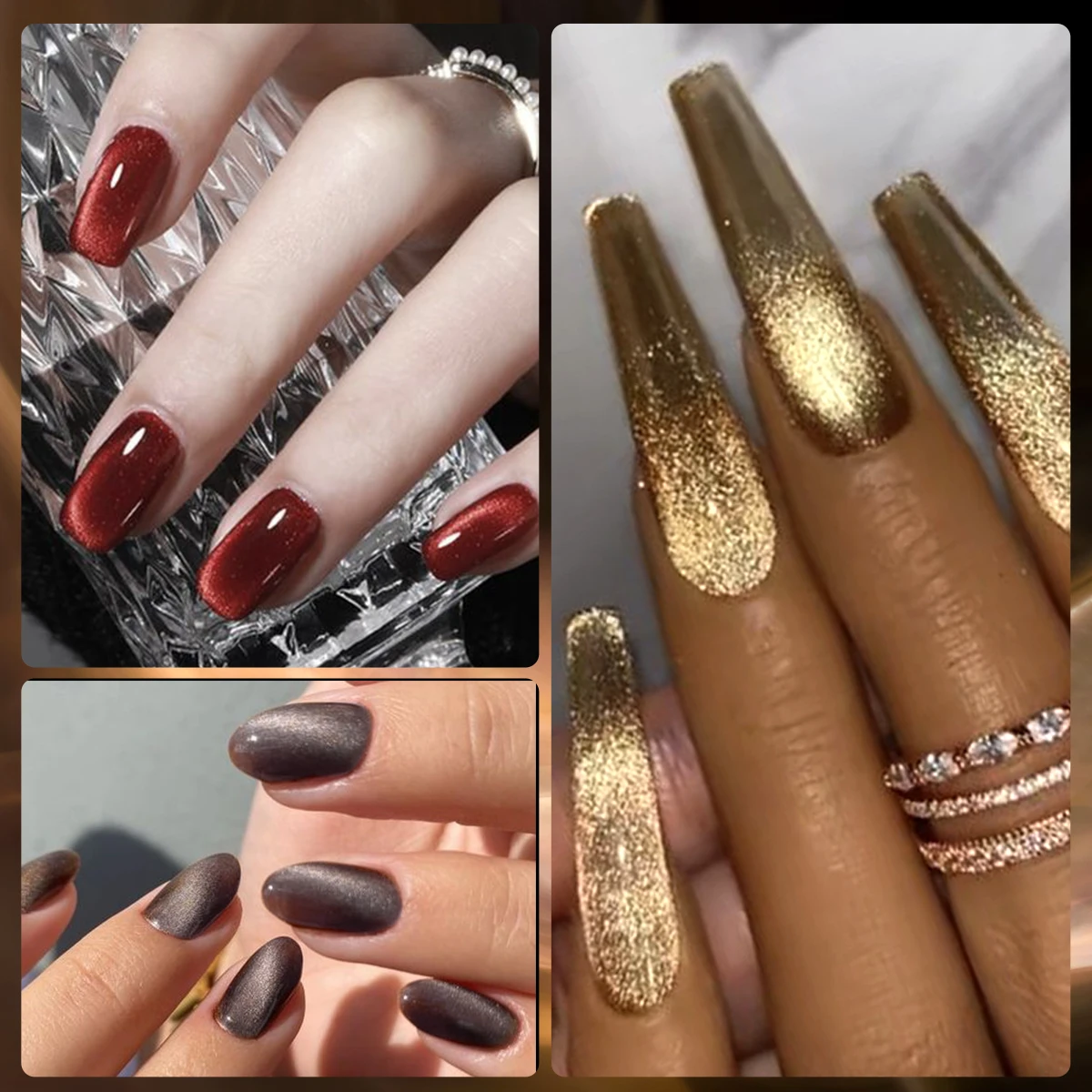 أربعة زنبق 7 مللي الذهبي المغناطيسي جيل للأظافر البولندية بريق الشمبانيا الذهب مسمار الفن زينة UV/LED فيرنيس هلام للأظافر مانيكير #4