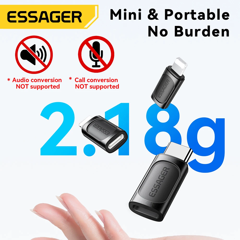 Essager USB C-Lightning 어댑터 PD 20W 고속 충전 OTG USB 유... - 4