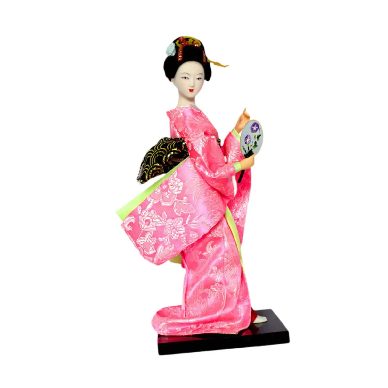 Japanese Kimono Doll Figurine Desktop Ornament Oriental Ancient Kabuki Ornament Lady Statuette for Bookshelf Cabinet Entrance
