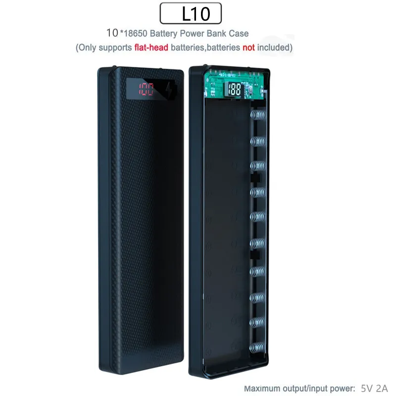 10X18650 Power Bank Fall Batterie Halter Dual USB Typ C Lade Shell Für iPhone Xiaomi Huawei 8X18650 batterie Fall Lagerung Box
