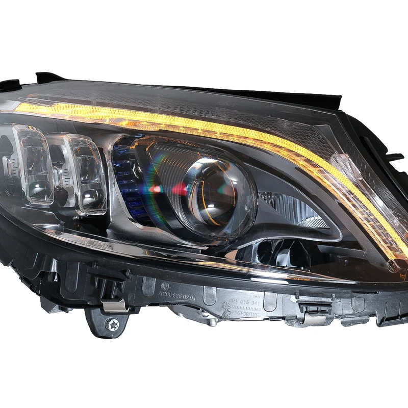 Suitable for Mercedes-Benz C-Class W205 Modified Geometric LED One Touch Blue Flowing Light Upgrade Headlights Daytim