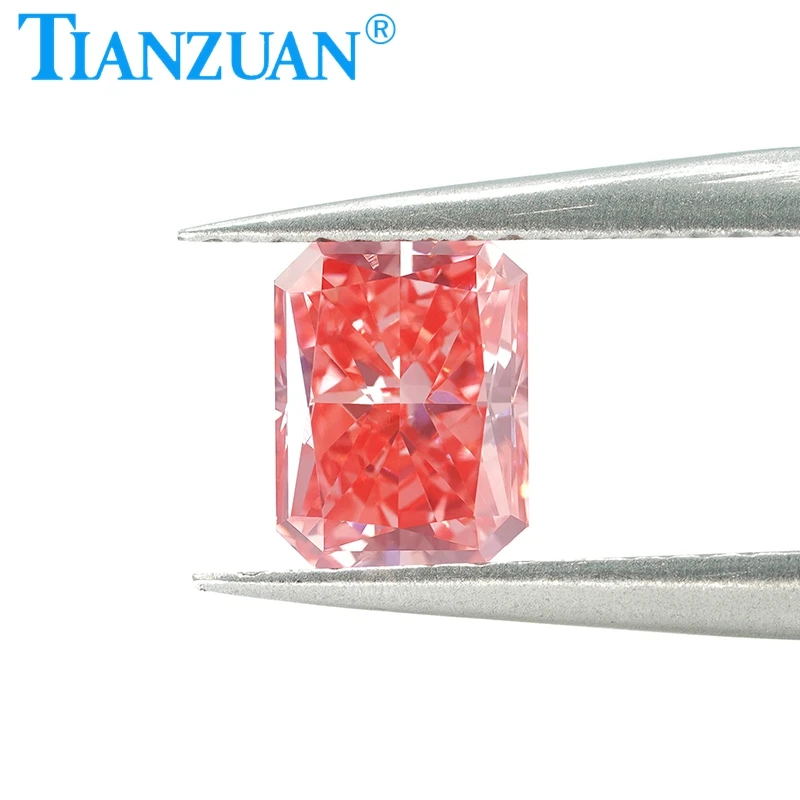 Lab Grown Diamond CVD Radiant Cut Fancy Vivid Pink Color 1.212CT VVS1 2EX Loose Gemstone Bead with GEMID Certified