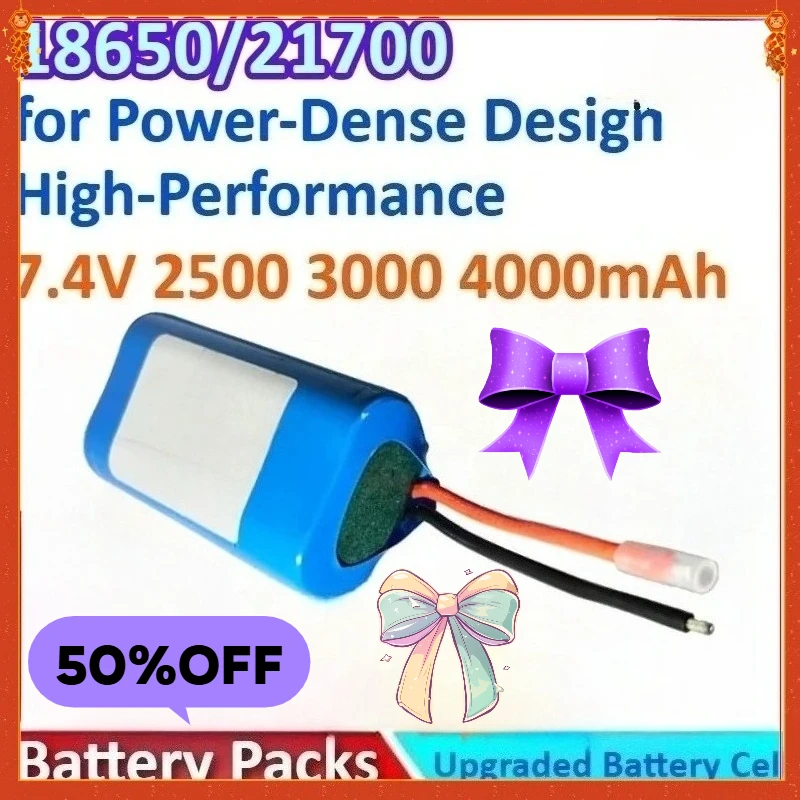 

New 2500mAh 7.4V 2S1P 12C Capacity 18650 General-purpose High-Drain Li-ion Battery Pack for Power-Dense Design High-Performance