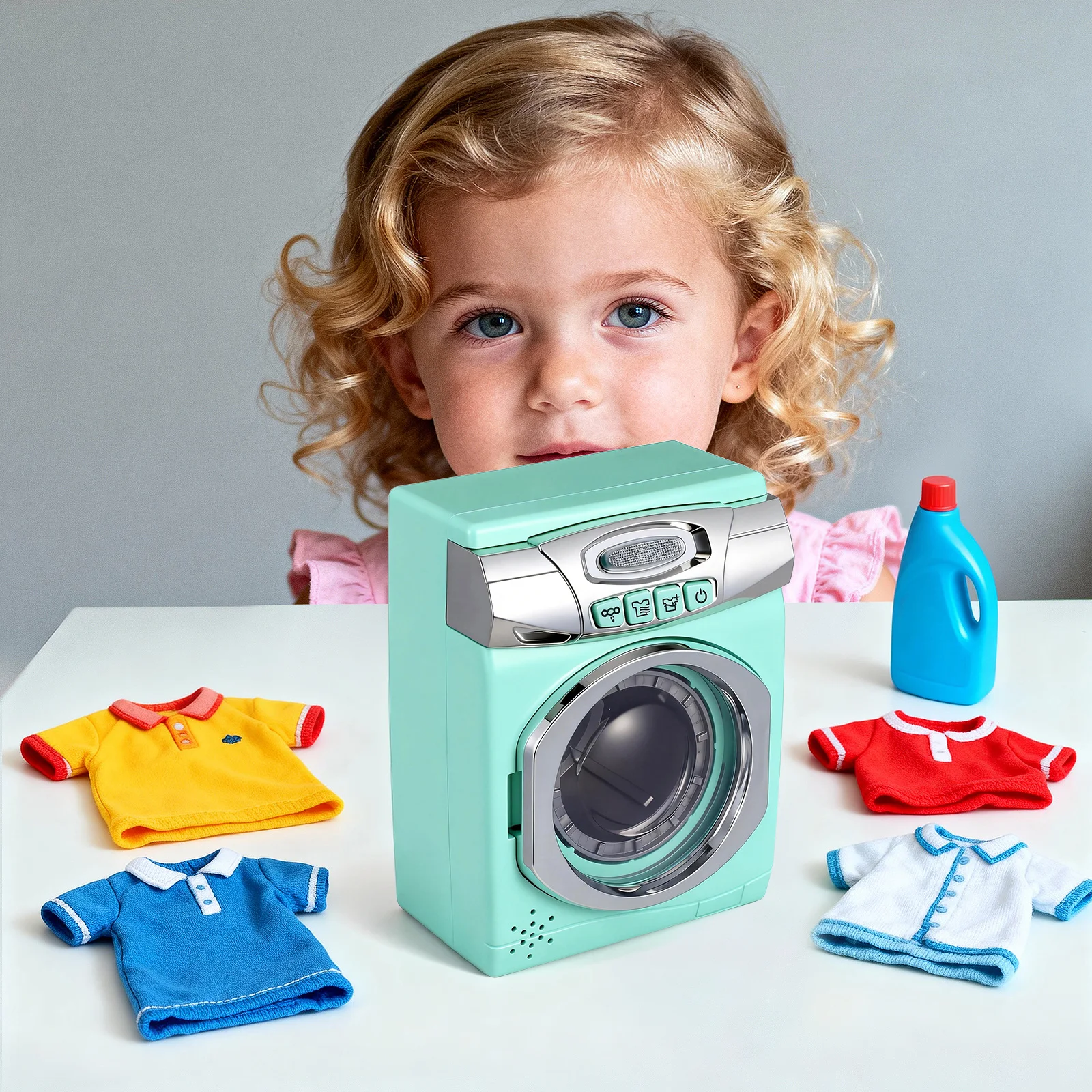 Set da cucina simulato in plastica Giochi di finzione Lavatrice Asciugatrice per bambini Regalo educativo per giochi di ruolo per elettrodomestici per l'apprendimento precoce del bambino