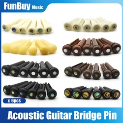 6 pezzi perni per ponte per chitarra in osso perno per ponte in palissandro in osso di ebano per chitarra acustica con accessori per chitarra circolare in ottone con guscio di perla