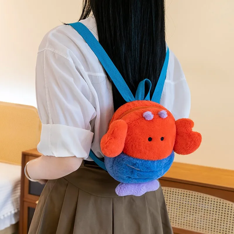 Plush Backpack Whale Dolls Turtle Fur Knapsack Marine Animal Plushies Sea Life Stuffed Kawaii Devil Ray Girl Birthday Gifts