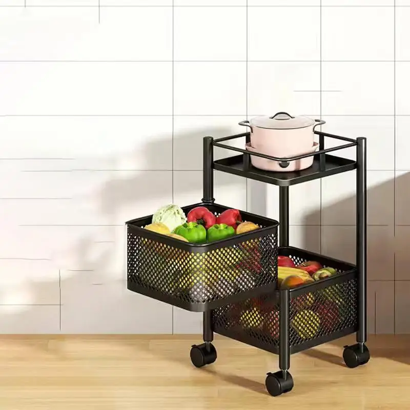 Rotating Kitchen Shelving Home Living Room Snack Box Toy Fruit and Vegetable Basket Multi-layer Cart Storage Rack Side Shelf