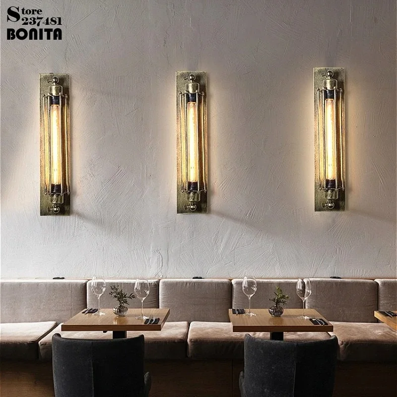 American Vintage Flute Wall Lamp for Industrial LOFT Restaurant Bar, Hotel Bathroom Mirror Lighting, Hallway Bedside Iron Sconce