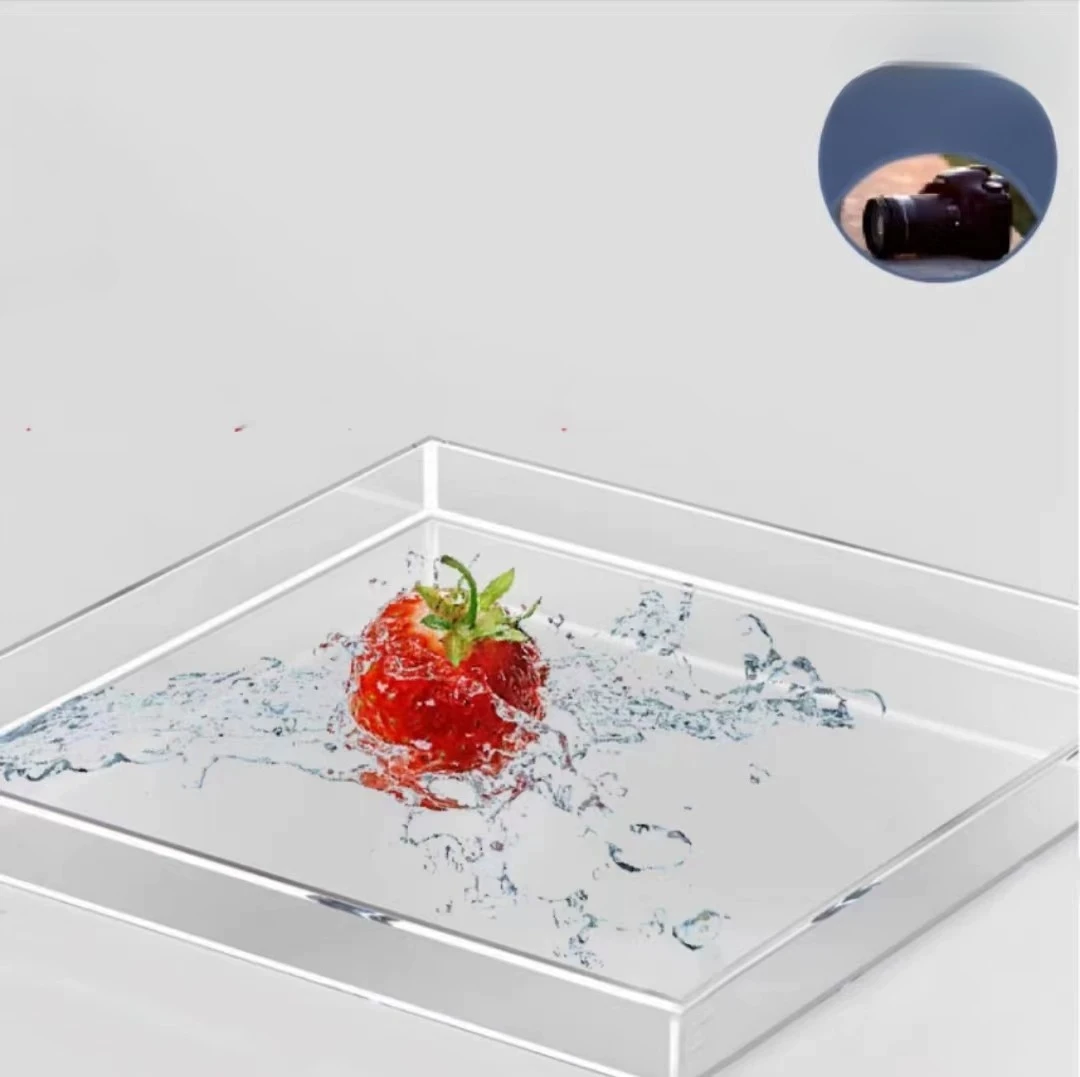 Acrylic Transparent Water Tank Shallow Sink Photo Studio Kit Tabletop Shooting Props Coffee Tray Desktop Cosmetics Storage Tray