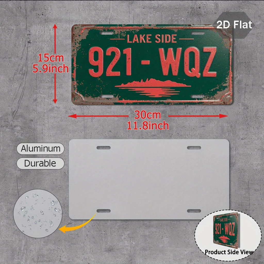2D Flat, 1pc Vintage  Metal Sign- Numbers/Words- Vintage American Car License Plate with Aged Appearance- Suitable for Cars