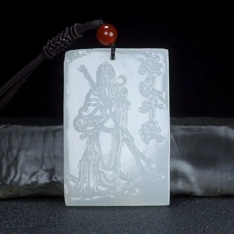 

Afghanistan Guan Gong Pendant, God of Fortune Jade Male Pendant, Necklace Simulation Jade Zhongyi Qianqiu Pendant