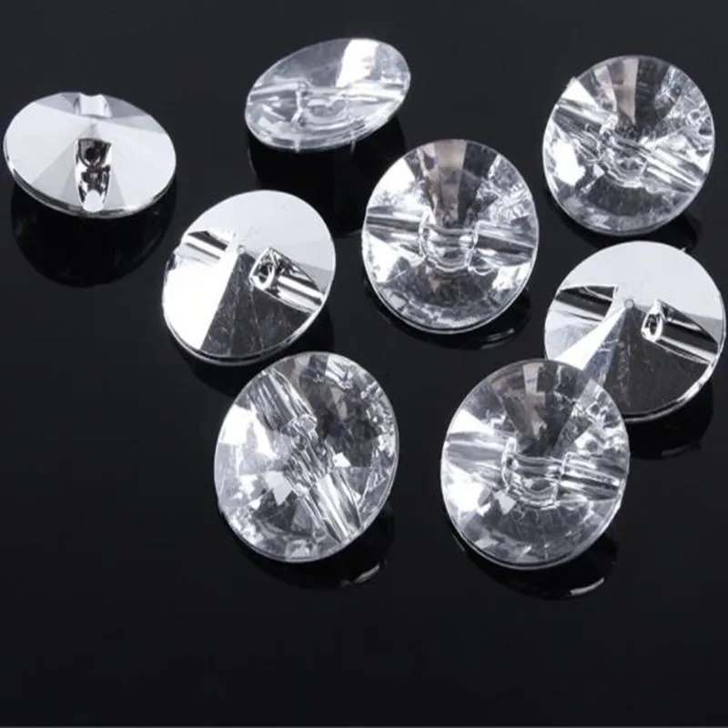 Rhinestone Acrylic Crystal Buttons Textile Sofa Cushions Silver DIY Diamond Clear Handmade Sewing Decorative Buttons 100pc/lot