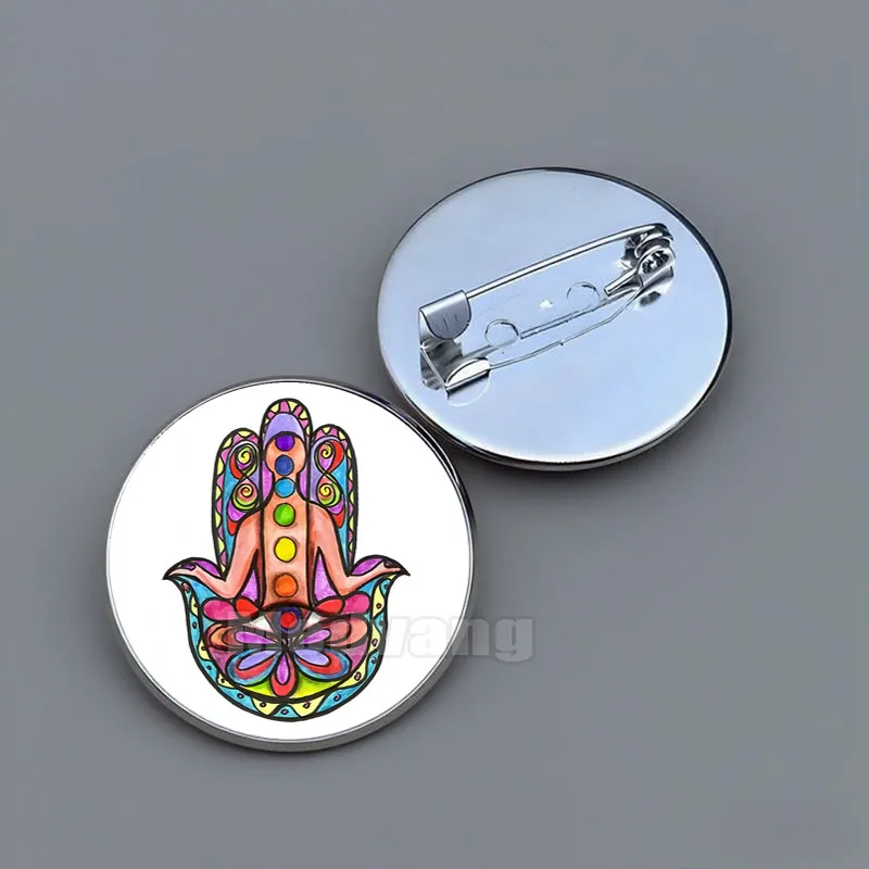 Рука-Фатимы-Мандала-Цветы-Брошь-Турецкий-Злой-Синий-Глаз-Женщины-Мужчины-Стеклянные-Булавки-Значок-Ювелирные-Изделия