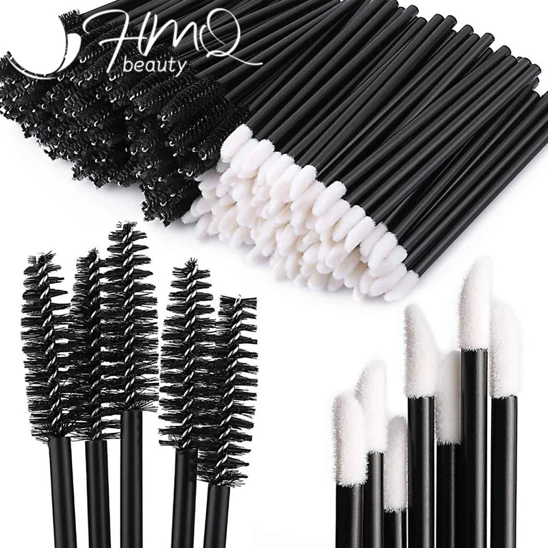 200/100pcs Mascara Wand and Lip Brush Disposable Lash Brushes for Eyelash Extensions Lipstick Gloss Wands Makeup Applicator Tool