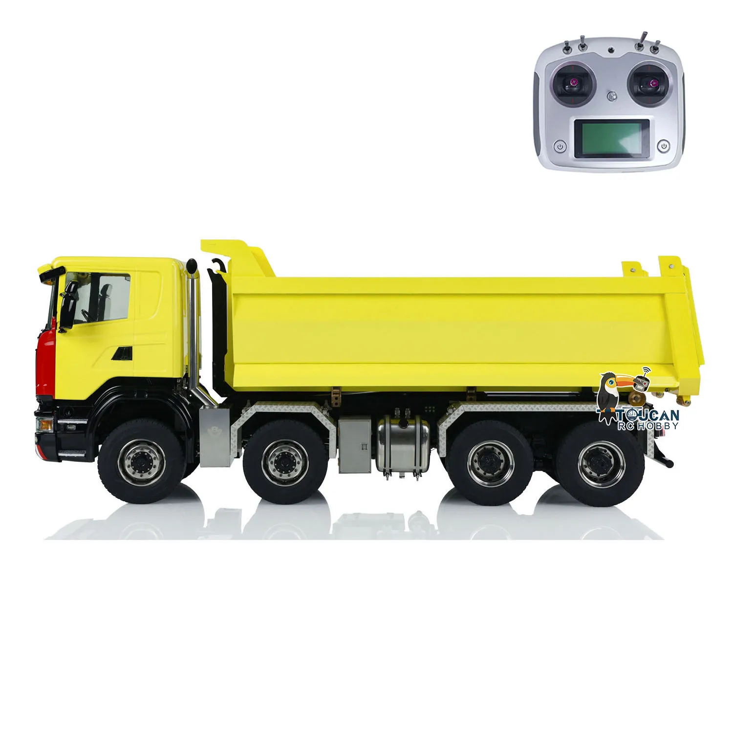 1/14 Metal 8x8 RC Hydraulic Dumper Roll Off Dump Truck 3363 Rear Axle Steering 3 Speed Transmission Light Sound Tipper Gift Toys