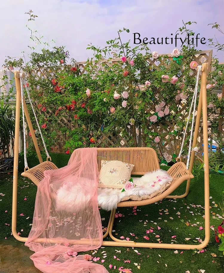 

Outdoor swing courtyard swing outdoor double hammock small courtyard garden hanging chair designer high-end