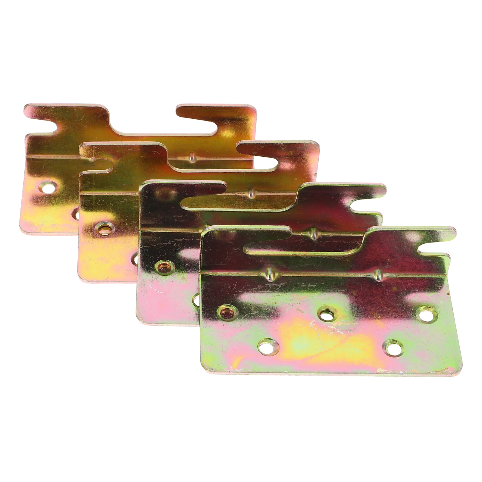 

4pcs Universal Connectors Iron Frame Fittings Reliable Bed Rail Support Plates Hook Slot Hardware For Headboards Footboards Bed