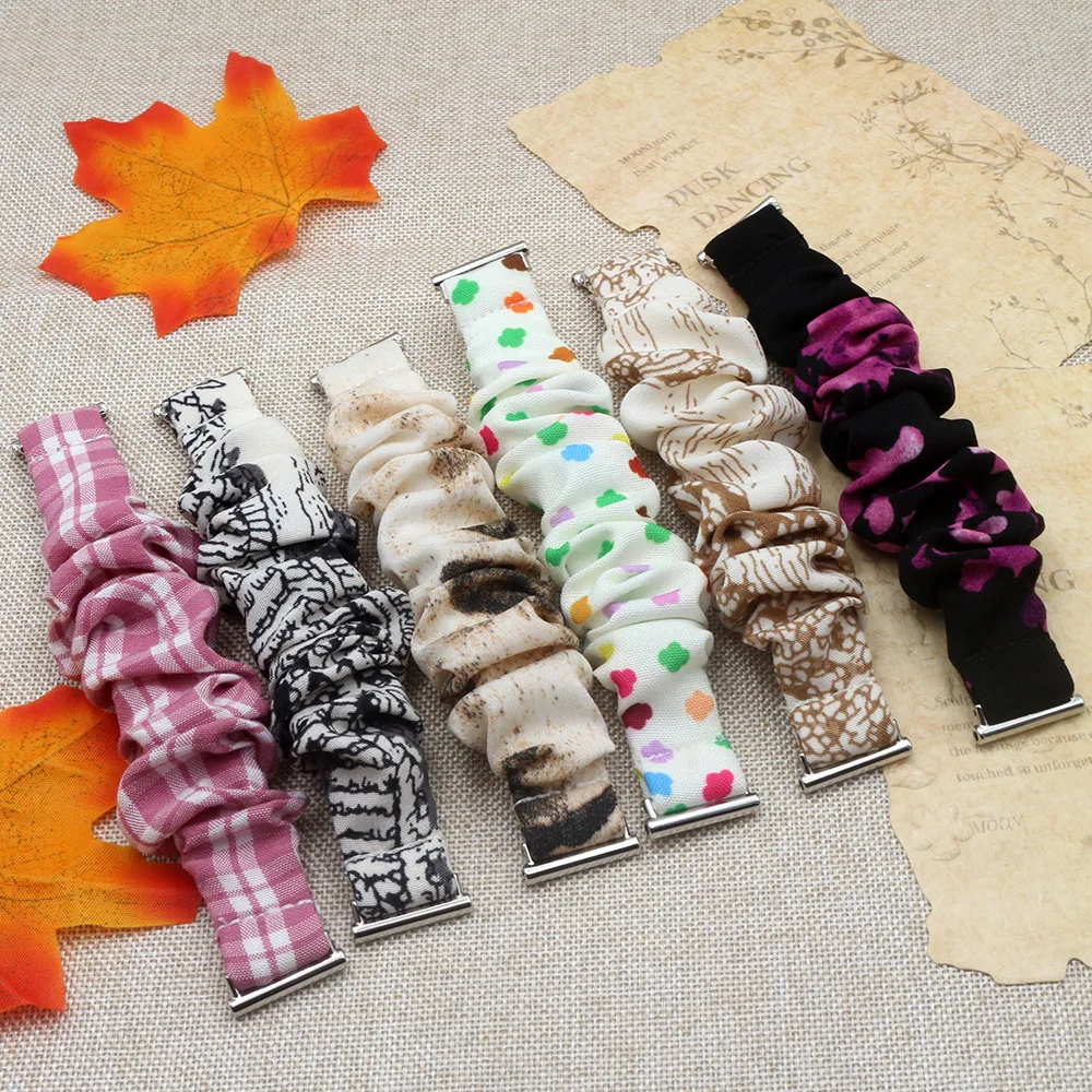 

Watchband Scrunchies Watch Strap Band Smartwatch 18mm 20mm 22mm Wristband for Garmin Venu 2S/ Vivoactive 6/ Galaxy Watch 5/6/7