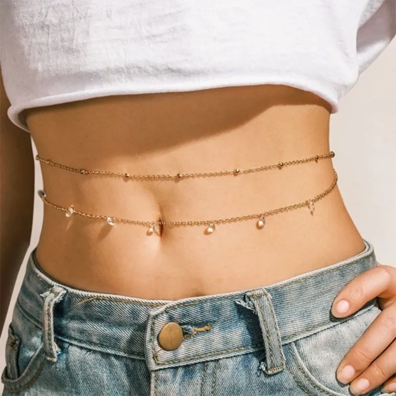 

Classic Retro Cute Water Droplet Waist Belly Chain Simple Sexy Summer Beach Vacation Body Jewelry Accessory For Women