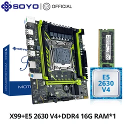 SOYO X99 Motherboard Set Kit With LGA2011-3 Xeon E5 2630 V4 CPU DDR4 16GBx1 2133MHz RAM NVME M.2 SATA Computer Accessories