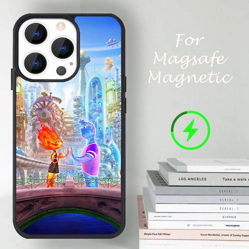 MINISO Disney E-Elemental Phone Case For iPhone 14 13 12 11 15 Pro Max Magsafe Magnetic