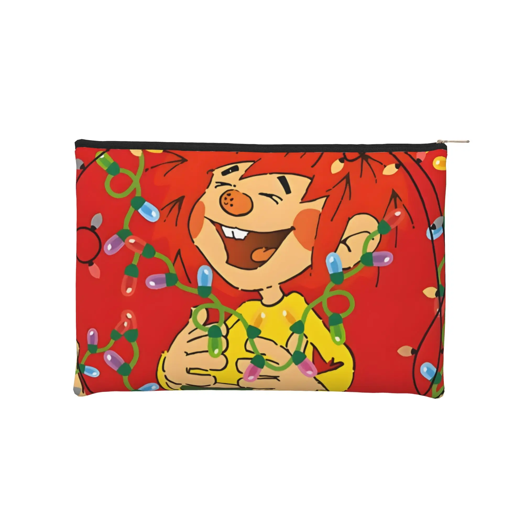 

1pc Stylish A Friendship of Glue Makeup Bag Pumuckl Meister Eder Toiletry Bag with Zipper Cosmetic Pouch Toiletries Storage Bag