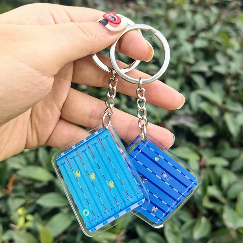 1pcs Swimming Pool Keychain Souvenir Mini Tennis Pendant Swimming Three-dimensional Acrylic Keychain