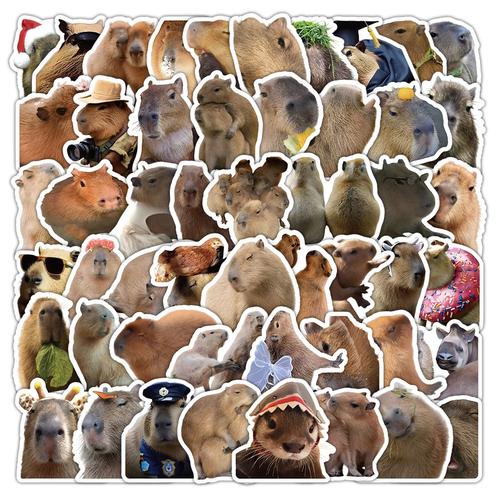 

10/30/60pcs Funny Cute Capybara Graffiti Stickers Kawaii Animal Decals Decoration Laptop Notebook Phone Case Waterproof Sticker