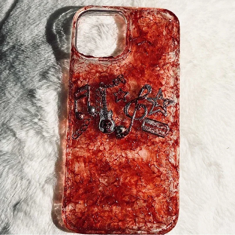 4088 Original 3D funda para teléfono móvil hecha a mano nota escarlata oscura estilo gótico Horror Punk personalizado regalo de Navidad y Halloween