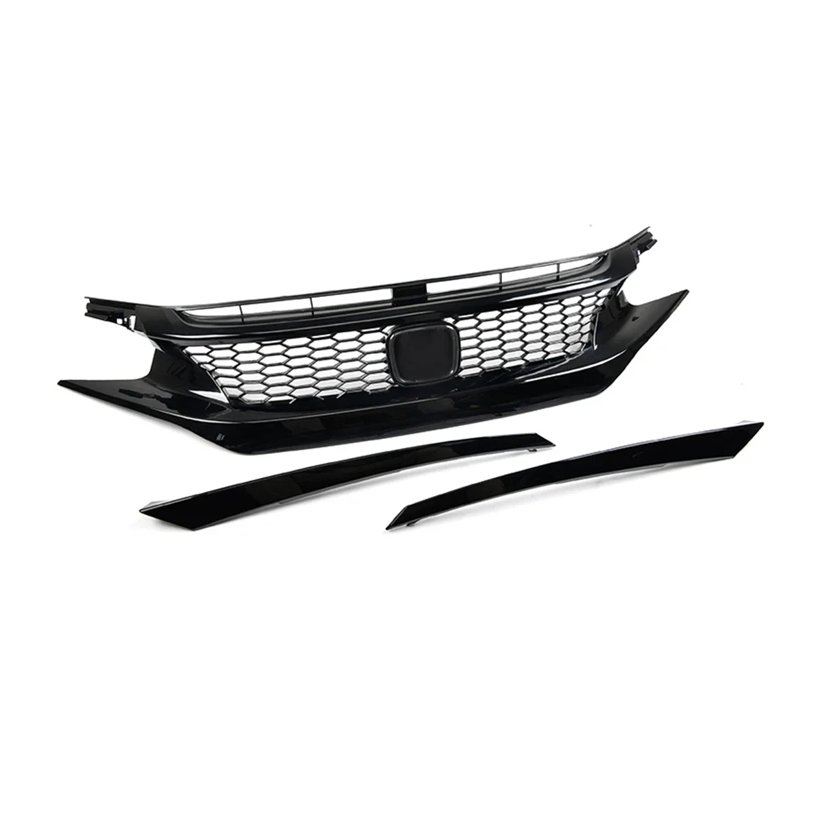 Glossy Black Mesh Front Hood Grille Racing Grills JDM-CTR Sport Style For Honda For Civic 2016-2019 10th Gen Replacement Part