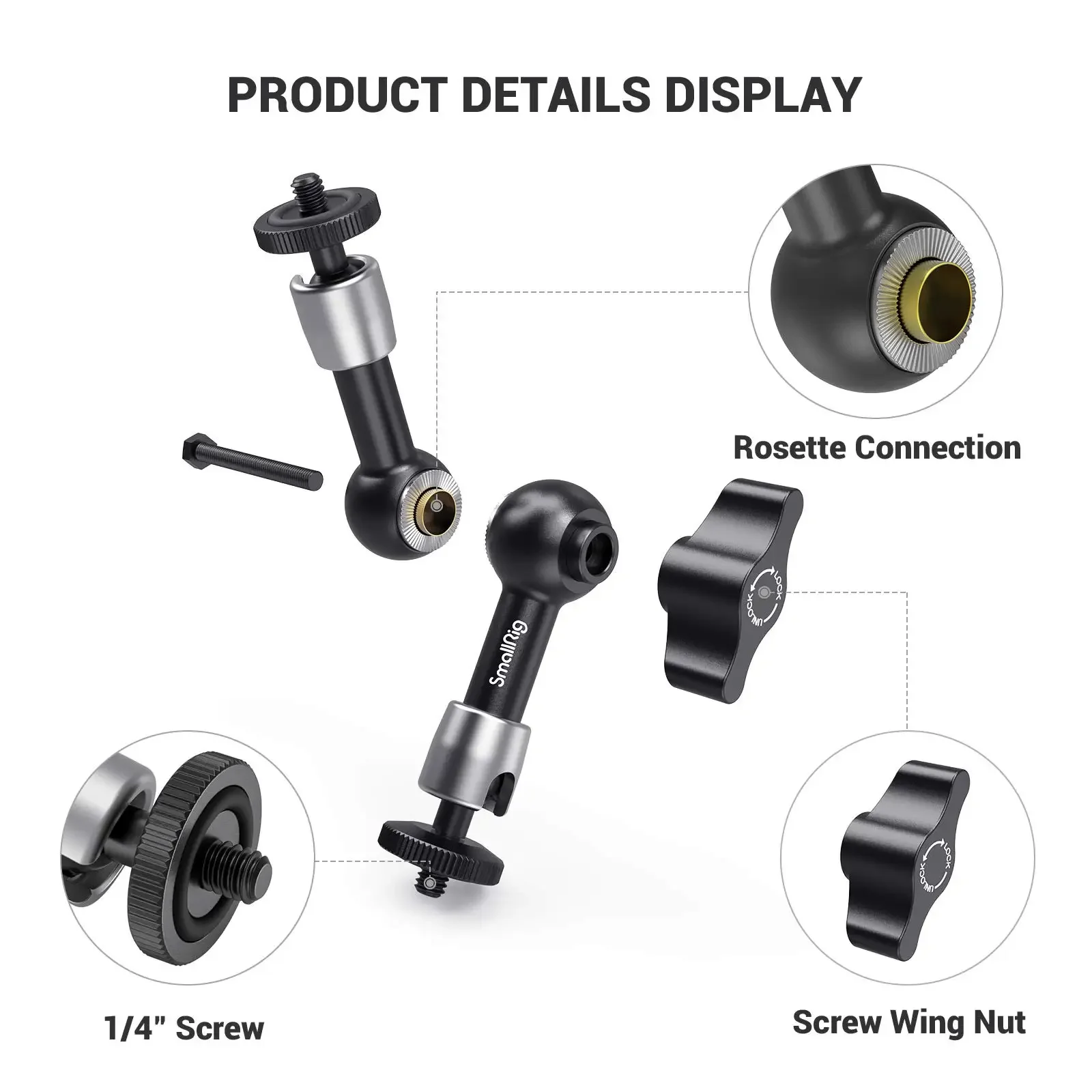 SmallRig Camera Magic Arm 5 Inch Articulating Arm Sturdy 360 Degree Adjustable 2065
