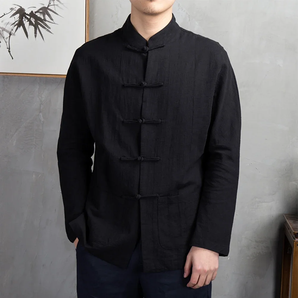 Comfy New Mens Tops Mens Jacket Tang Suit Traditional Button Up Uniform Chinese Clothing Cotton+Polyester Daily