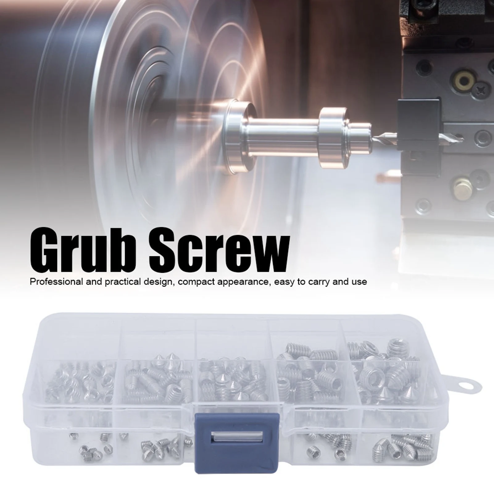 200Pcs Stainless Steel Cone Point Hex Socket Set Screws Assortment Kit Grub Screws Fastener Set Machinery Equipment Home Repair