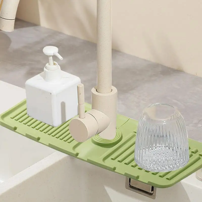 Silicone Sink Faucet Pad Silicone Water Catcher Mat Sponge Holder Mat Kitchen Gadgets Sink Accessories Sink Splash Mat For