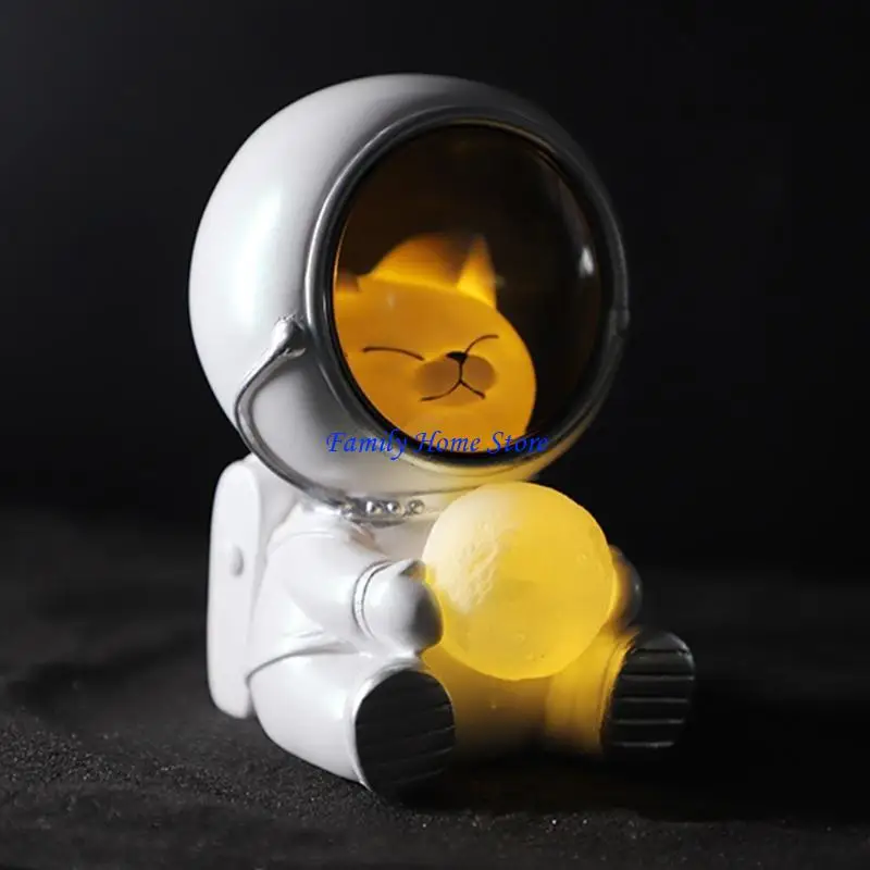 

P0UF Resin Material Lights Animal Astronaut Design for Creative Night Light for Creative Home Decor Light for Children Baby K