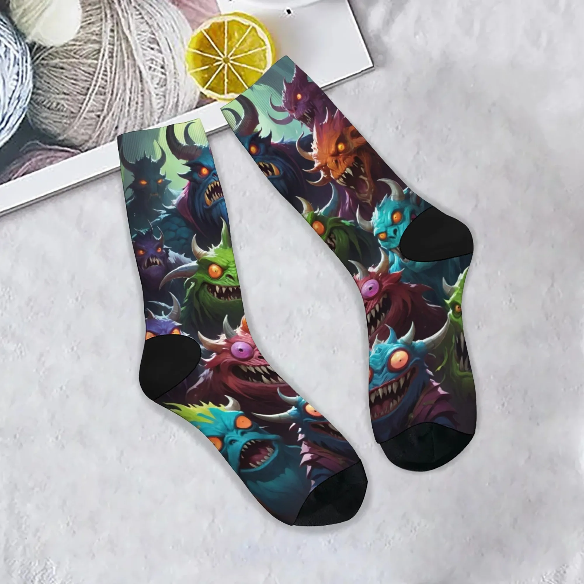 Fantasy Cartoon Monster Muster Zubehör Herrensocken Neuheit Harajuku Lustige Straße Retro Happy Crew Socken Party Urlaub Geschenk