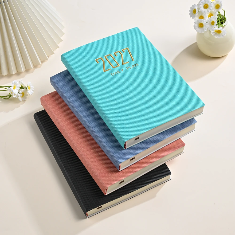 2027 A5 365-Tage-Planer Tägliches Tagebuch 180 Blatt 360 Seiten Dickes Hardcover Eine Seite pro Tag Monatliche Registerkarten Stündliches Journalbuch