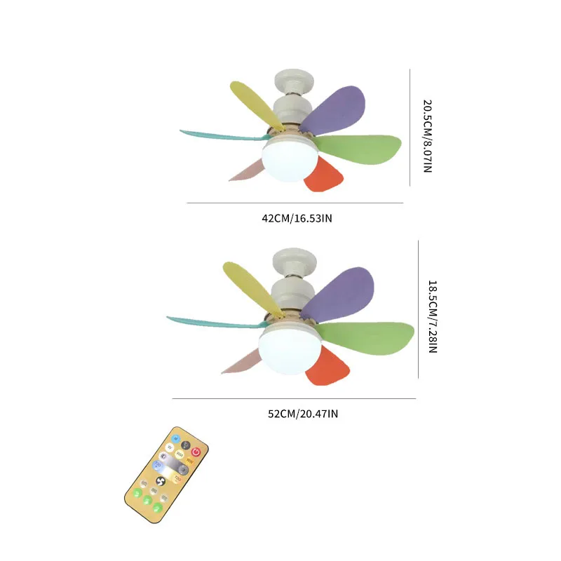 พัดลมเพดาน40W ขนาด20.5นิ้วพร้อมรีโมทคอนโทรลฐาน E27 kipas angin lampu LED พัดลมติดเพดานอัจฉริยะเงียบสำหรับห้องนอนและห้องนั่งเล่น