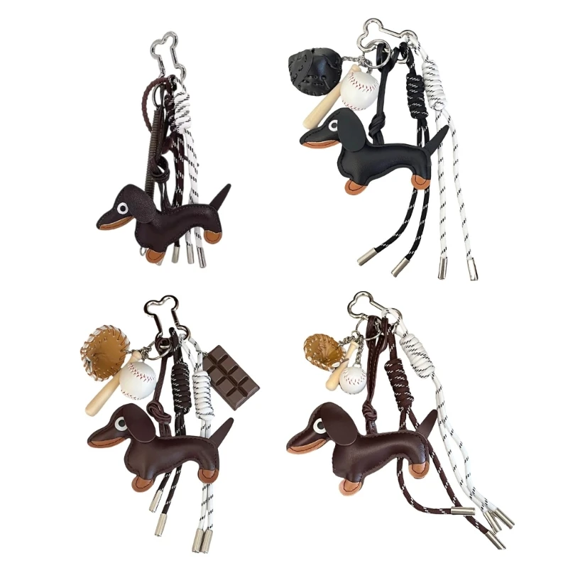 Quirky Unique Styles Dachshund Keychain Charm Pendant Sturdy PU Materials Accessory for Daily Use Stylish Outfits DropShip