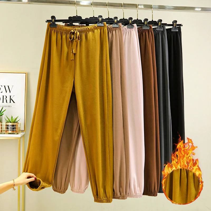 Thiened رقيق Sp السراويل النسائية الخريف الشتاء منخفضة الخصر عارضة المنزل الترفيه السراويل مع شريط مرن السراويل الرياضية #2