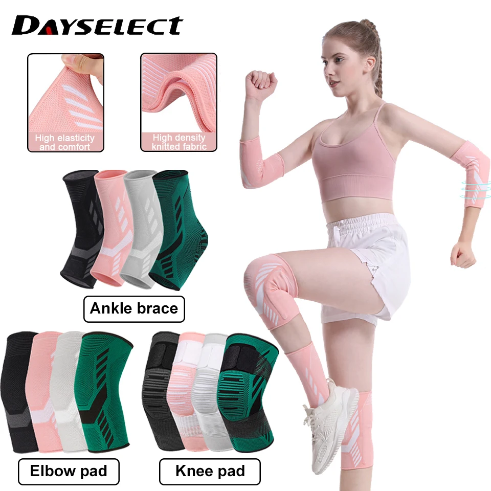 1Pcs Sports Kneepad Elbow Pressurized Elastic Support Fitness Gear Running Basketball Volleyball Ankle Brace Protector Bandage