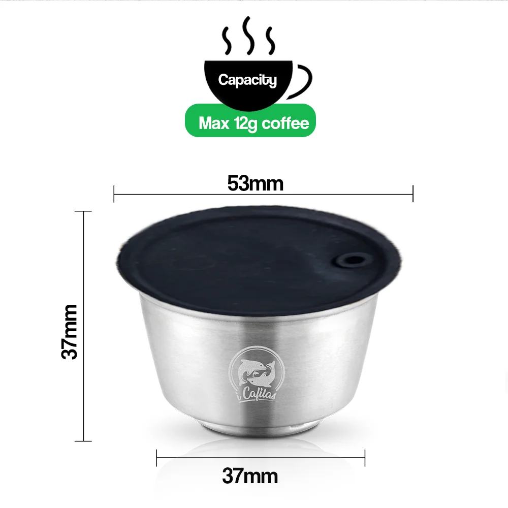 iCafilas Stainless Steel Rusable Capsule Coffee Filters Dolce Gusto LUMIO or Nescafe With Dolci Gusto Capsule