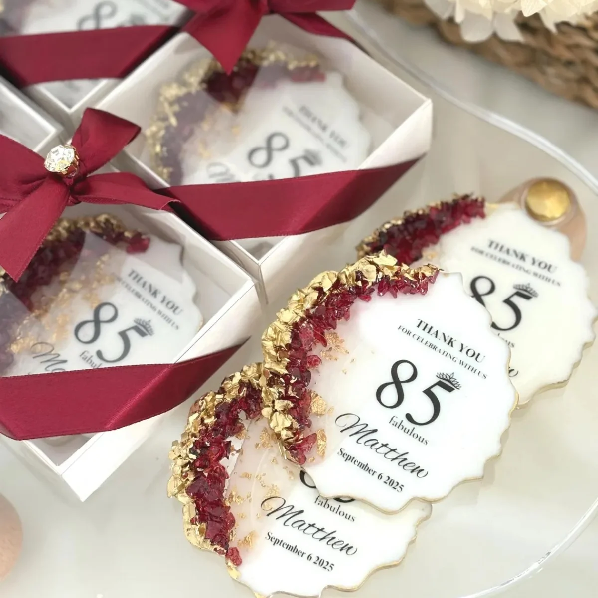 

Personalized Birthday Magnet Favors, Elegant Keepsake, Adult Birthday Gift