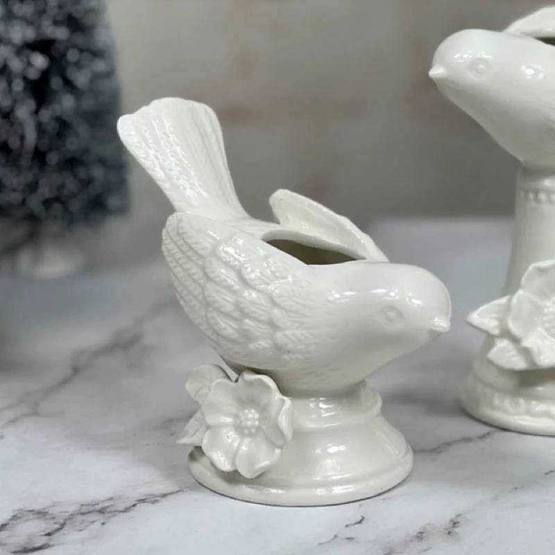 

Ceramic grassland road white bird shape candlestick ornament decoration home