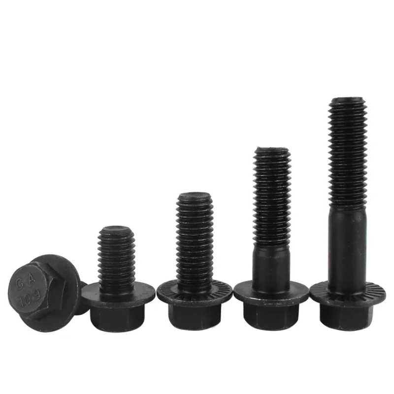 M5 M6 M8 M10 Grade 10.9 Black Carbon Steel Outer Hexagon Flange Bolt Hex Flange Cap Screw Bolt Fastener