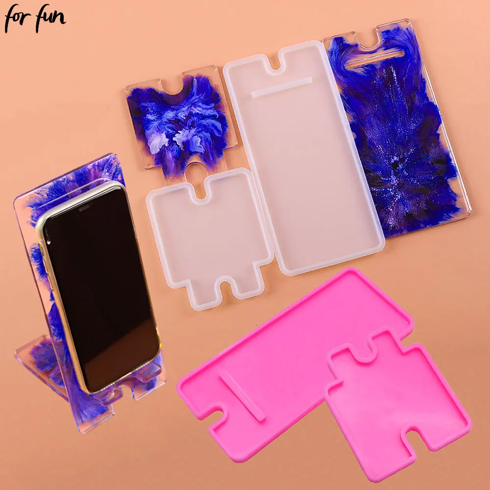 For fun Cellphone Bracket Holder Crystal Epoxy Resin Mold Handmade Mobile Phone Stand Silicone Mold DIY Crafts Making