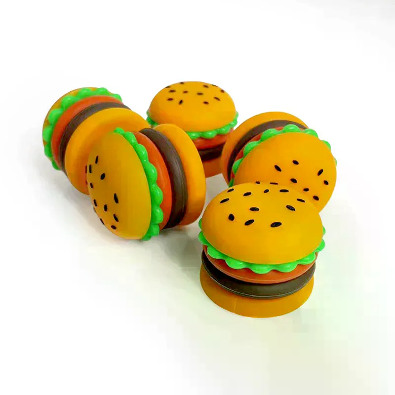 Wax Jar 5ml Creative Hamburger Shape Portable Silicone Smoke Oil Box Silicone Container Storage Box Silicone