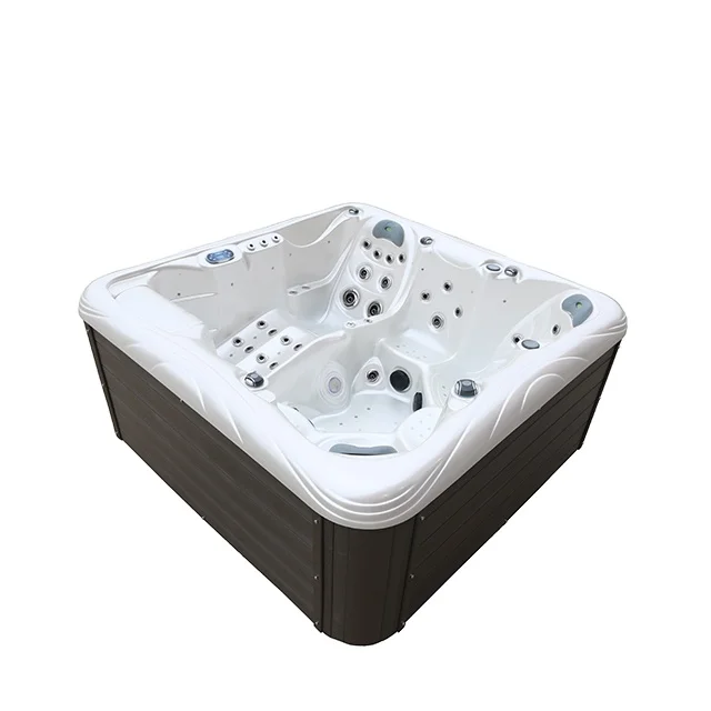 Outdoor Spa Hot Tub, 5 Person 2180x2180x900mm USA Aristech Acrylic Massage Bathtub, 59 Jets, Balboa Control, Square Freestanding