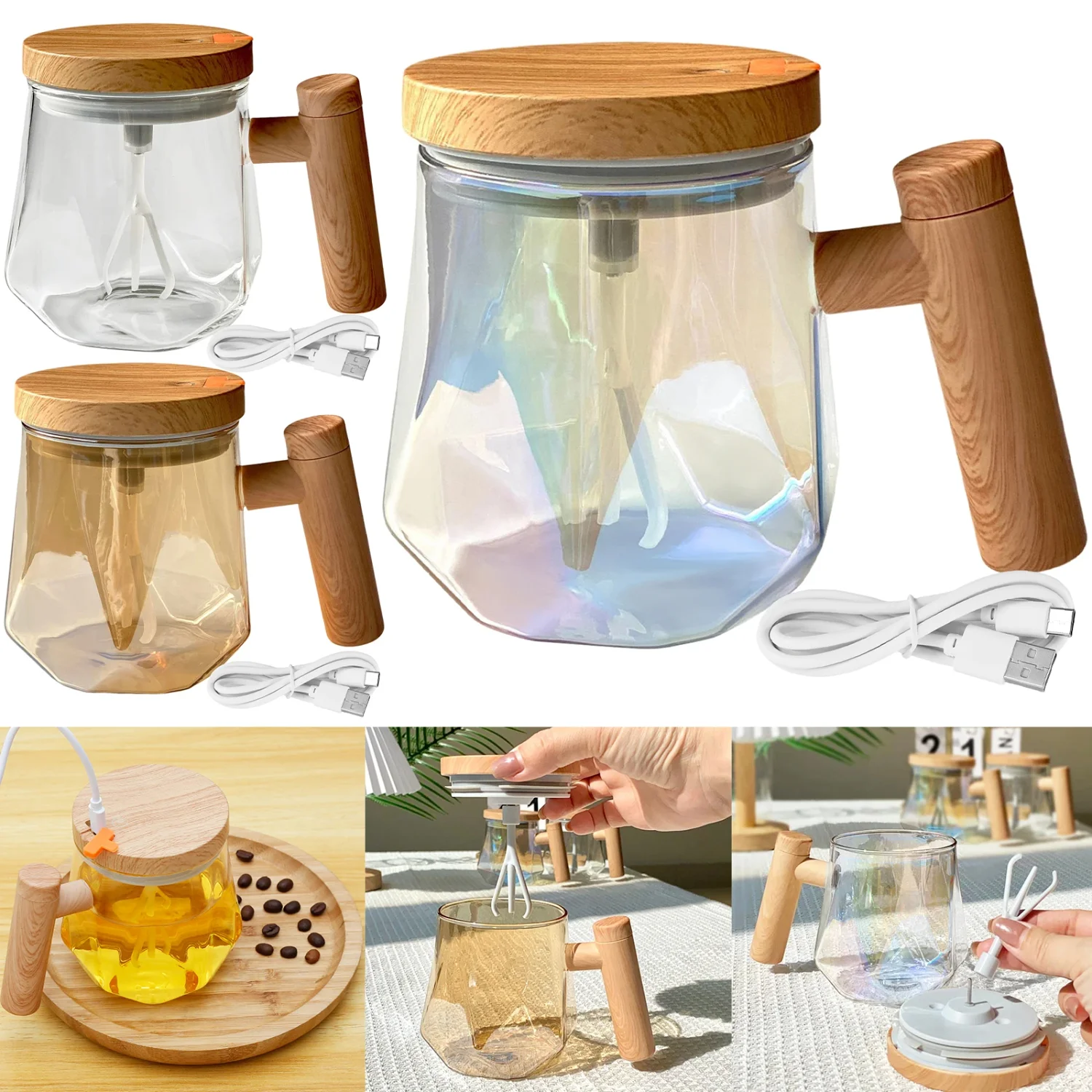 

Self Stirring Mug Clear Glass Self Mixing Mug 320mAh Rechargeable Self Stirring Coffee Cup 400ml Mixing Coffee Mug