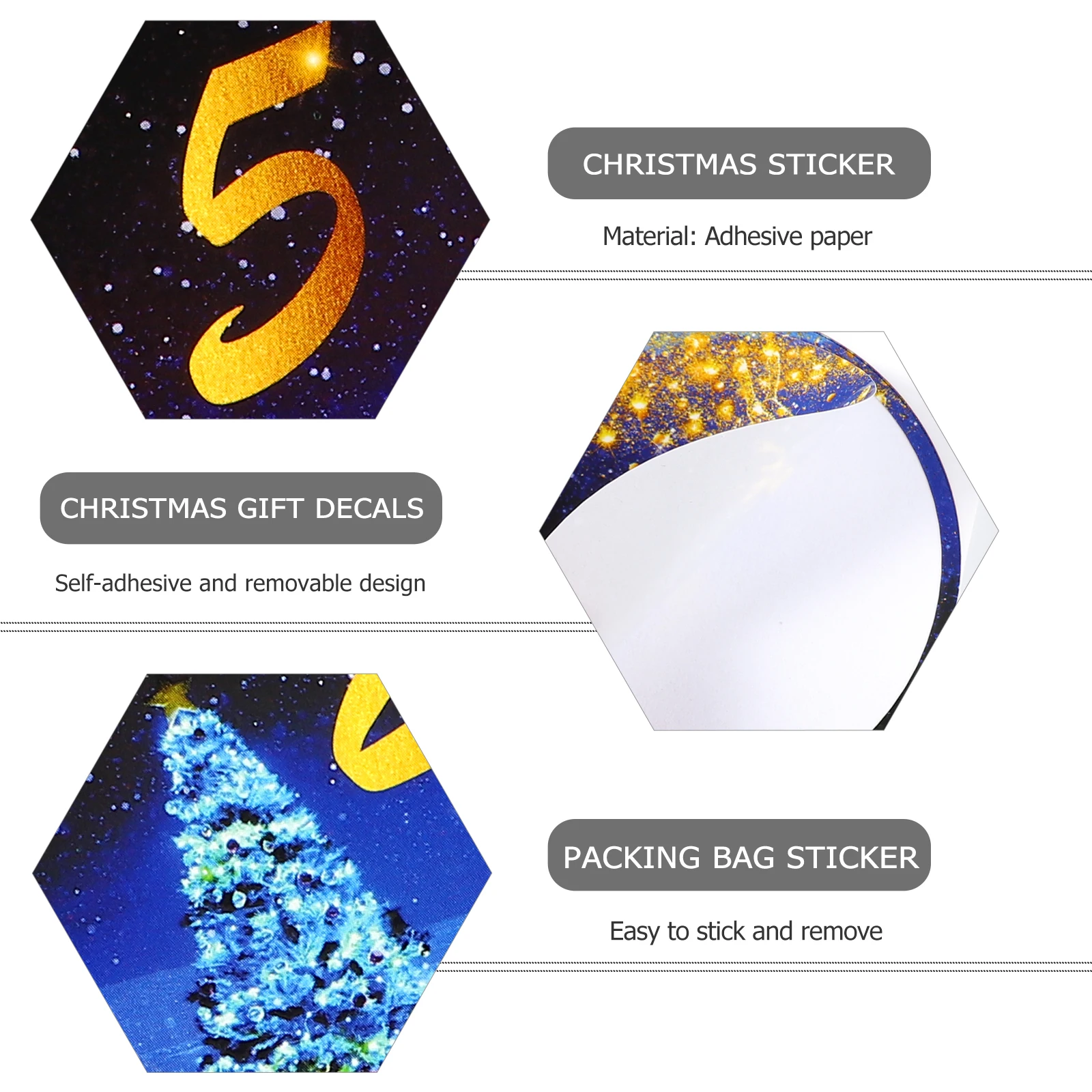 

6 Sheets Envelope Digital Christmas Stickers Wrapping Bags Decoration Paper Sealing